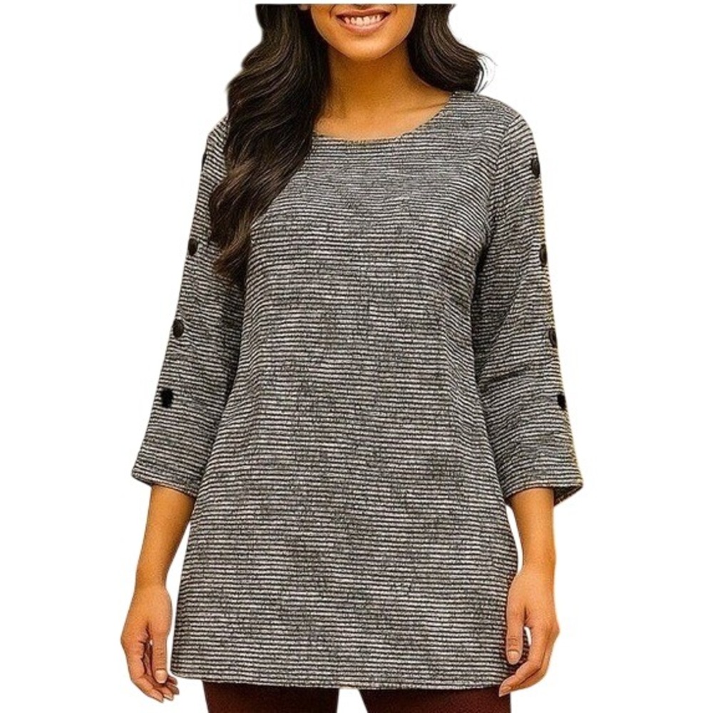 Carolyn Taylor Gray Long Sleeve Boatneck Sweater Top
